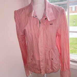 LE TIGRE THE CLASSIC ORANGE/WHITE STRIPE GOLD BUTTON FULL ZIP JACKET - SIZE XL